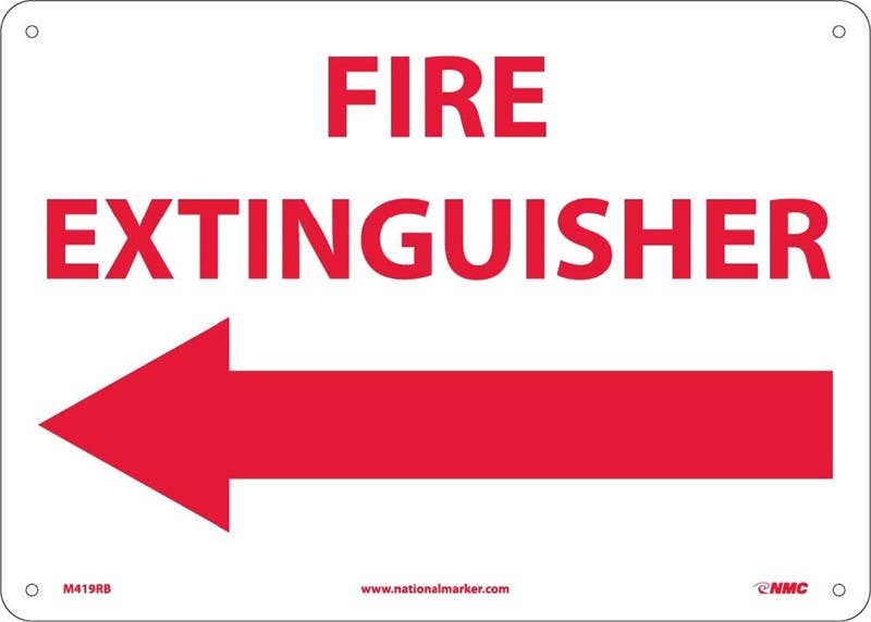 AccuformNMC MFXG911 Safety Sign, Fire Extinguisher (Left Arrow), 10" x 14"