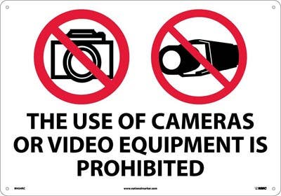 AccuformNMC M454 The Use Of Cameras Or Video Equipment Is Prohibited, 14" x 20"