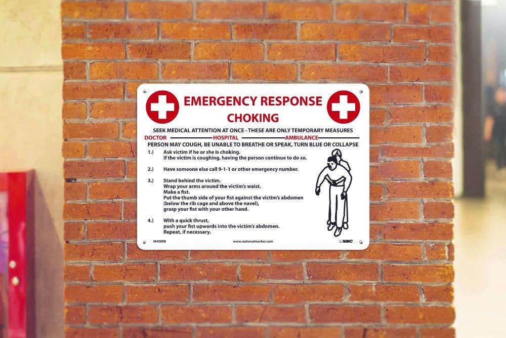 AccuformNMC MFSD610 Safety Signs, Conscious Choking, 14" x 10", English