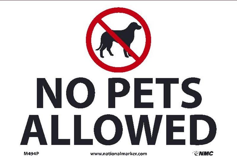 AccuformNMC MCAW Pet Signs, No Pets