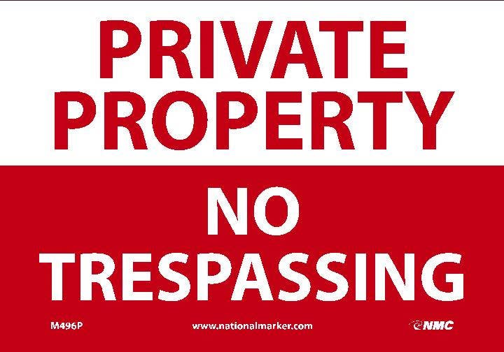 AccuformNMC M496AG Private Property No Trespassing Sign, Standard Aluminum, 12" H x 18" W