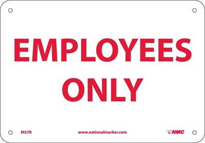 AccuformNMC MADM994 Safety Sign, Employees Only, 10" x 14"