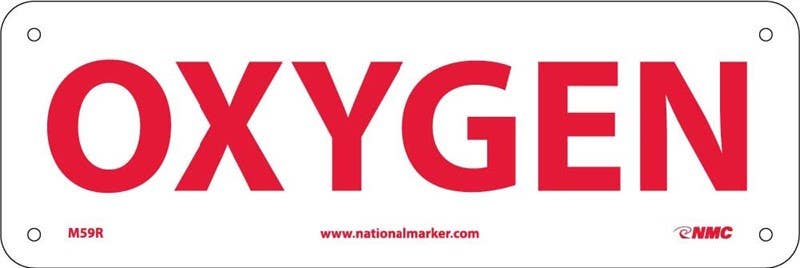 AccuformNMC M59R Oxygen Sign, Rigid Plastic, 4" x 12"