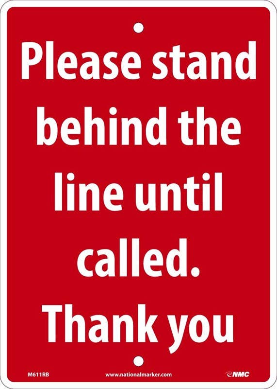 AccuformNMC M611 Please Stand Behind The Line Sign, 14" x 10"