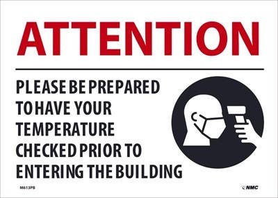 AccuformNMC MGNG921 Safety Sign, Attention Visitors And Guests Temperature Checks..., 10" x 14"