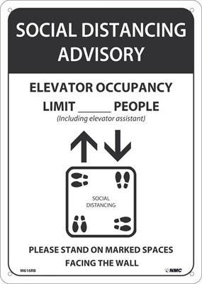 AccuformNMC M616 Social Distancing Advisory Sign (Elevator Limit__), 14" x 10"