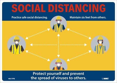 AccuformNMC M617 Social Distancing Construction Sign, 10" x 14"