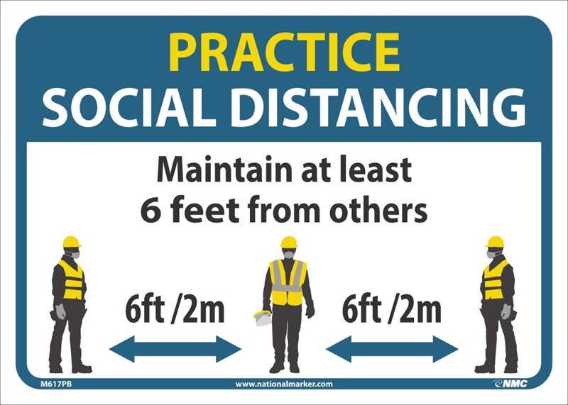 AccuformNMC M619 Practice Social Distancing Construction Sign, 10" x 14"