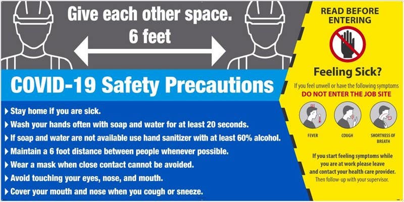 AccuformNMC M62 Covid-19 Safety Precautions Sign, Light Weight Aluminum, Large Format
