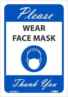 AccuformNMC MPPA Please Wear Face Mask Thank You Sign