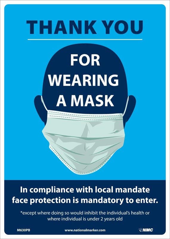 AccuformNMC M630 Thank You For Wearing A Mask Sign, 14" x 10"