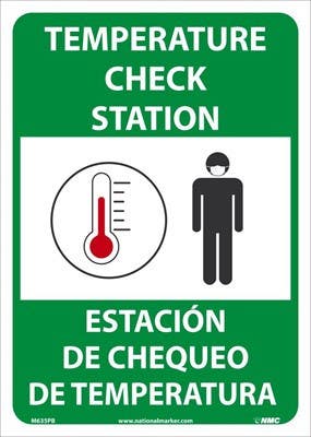 AccuformNMC M635 Temperature Check Station Sign, Eng/Esp, 14" x 10"