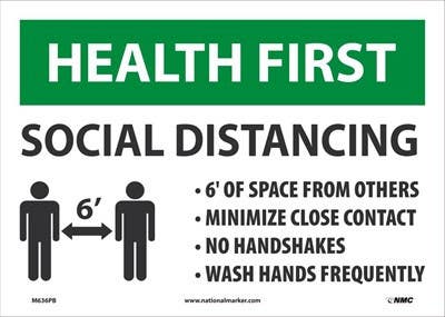 AccuformNMC M636 Health First Social Distancing Sign, 10" x 14"