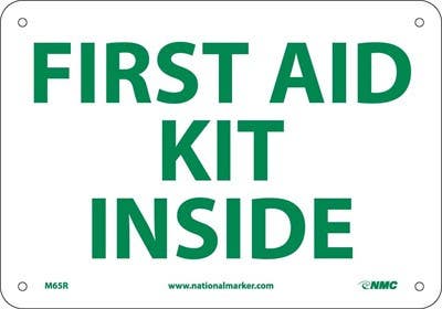 AccuformNMC M65 First Aid Kit Inside Sign, 7" H x 10" W