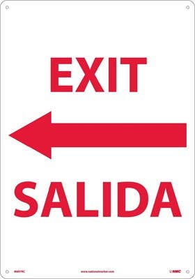 AccuformNMC M697 Exit Left Arrow Sign - Bilingual, 20" x 14"