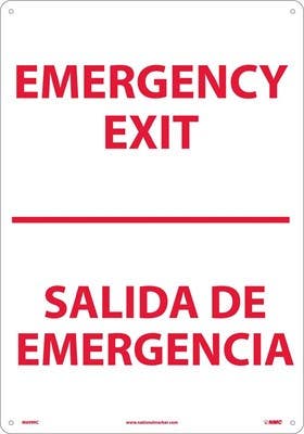 AccuformNMC SBMADM510 Bilingual Safety Sign, Emergency Exit, 10" x 14"