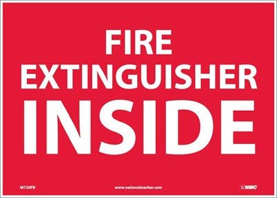 AccuformNMC MFXG Safety Sign, Fire Extinguisher Inside (Red Background)