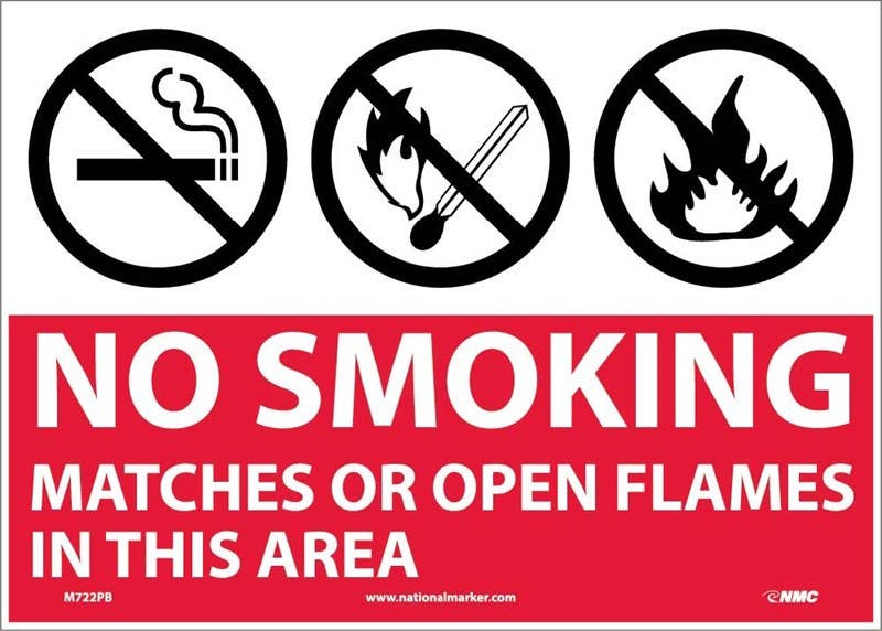 AccuformNMC M722 No Smoking Matches Or Open Flames In This Area Sign (Graphics)