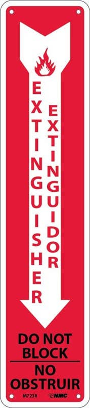 AccuformNMC M723 Extinguisher Do Not Block Sign - Bilingual, 18" x 4"