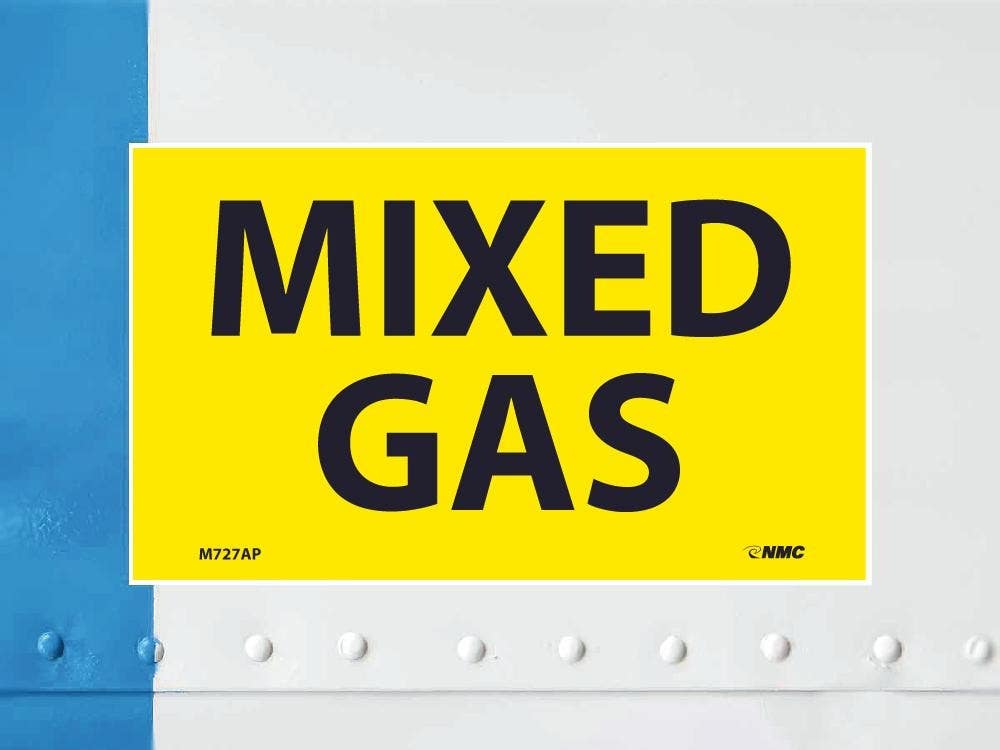 AccuformNMC LCHL583 Safety Label, Mixed Gas, Adhesive Dura-Vinyl, 2" x 9"