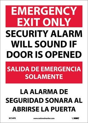 AccuformNMC SBMEXT566 Bilingual Safety Sign, Emergency Exit Only - Security Alarm..., 14" x 10"