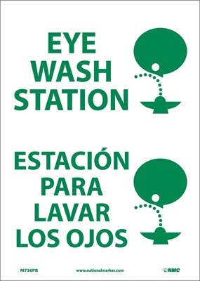 AccuformNMC SBMFSR501 Bilingual Safety Sign, Eye Wash Station, 14" x 10"