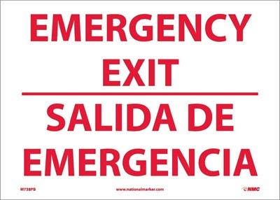 AccuformNMC M738 Emergency Exit Sign - Bilingual, 10" x 14"