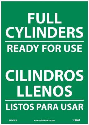 AccuformNMC SBMCPG525 Bilingual Safety Sign, Full Cylinders - Ready For Use, 14" x 10"