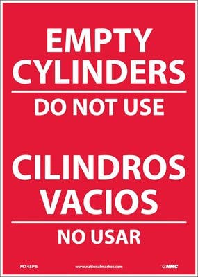 AccuformNMC SBMCPG526 Bilingual Safety Sign, Empty Cylinders Do Not Use, 14" x 10"