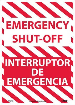 AccuformNMC SBMELC518 No Header, Emergency Shut-Off (Bilingual), 14" x 10"