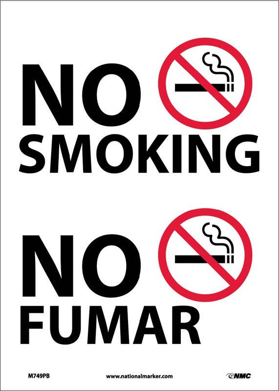 AccuformNMC M749 No Smoking Sign (Graphic) - Bilingual, 14" x 10"
