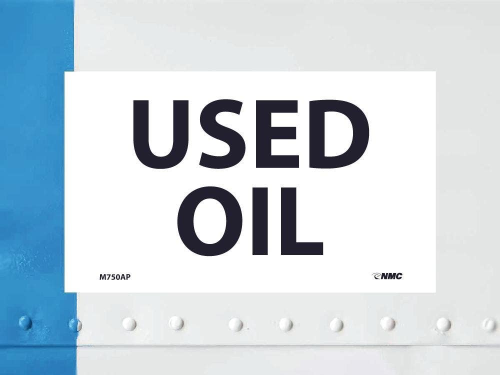 AccuformNMC M750AP Used Oil Label, 3" x 5", Adhesive Backed Vinyl, 5/Pk