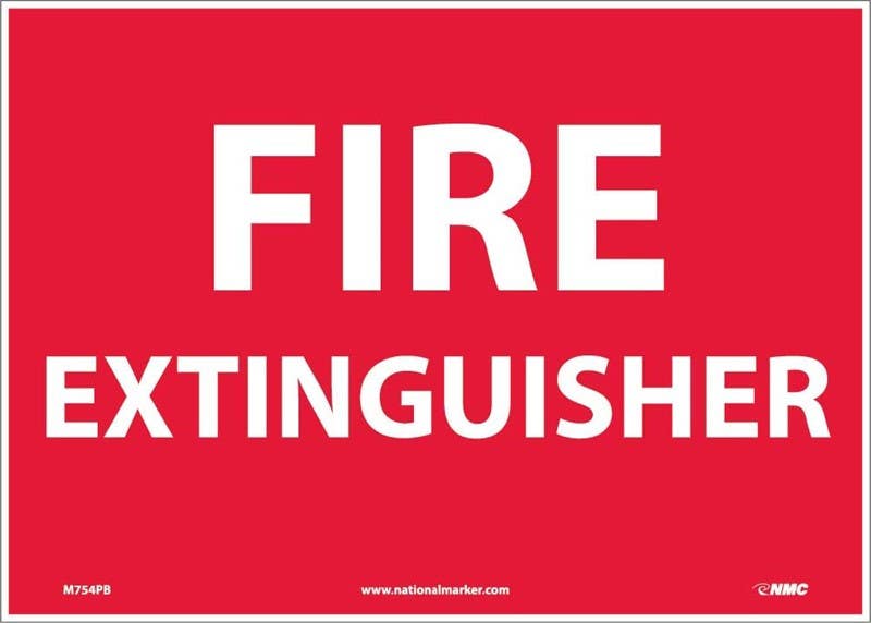 AccuformNMC MFXG Safety Sign, Fire Extinguisher (Red Background)