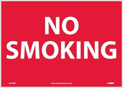 AccuformNMC MSMK Safety Sign, No Smoking, Red/White