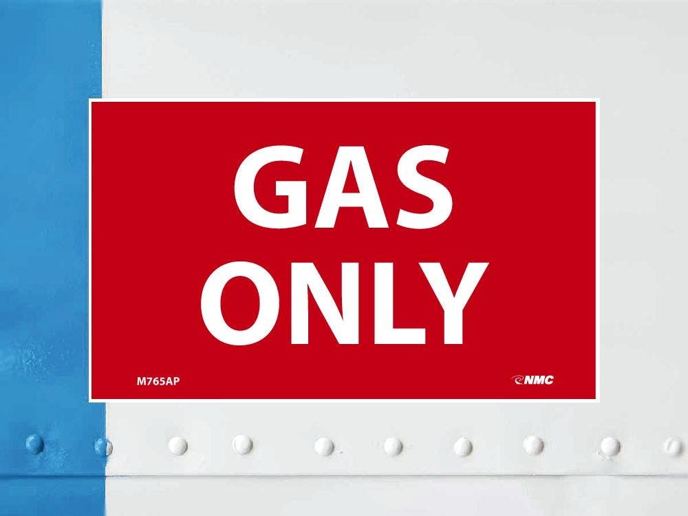 AccuformNMC LCHL539VSP Safety Label, Gas Only, Adhesive Vinyl, 3-1/2" x 5", 5/Pk