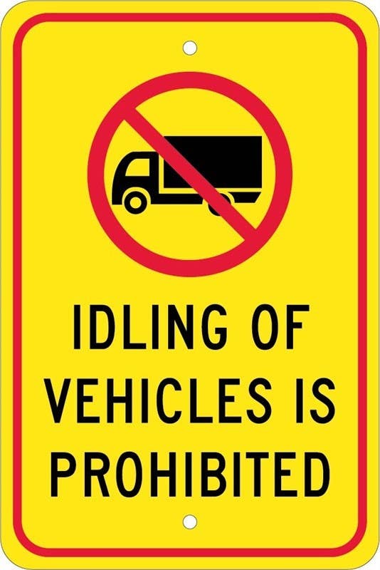 AccuformNMC M780J Idling Of Vehicles Is Prohibited Sign (Graphic),  18" x 12", Heavy Duty Aluminum