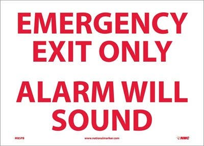 AccuformNMC MEXT Safety Sign, Emergency Exit Only, Alarm Will Sound