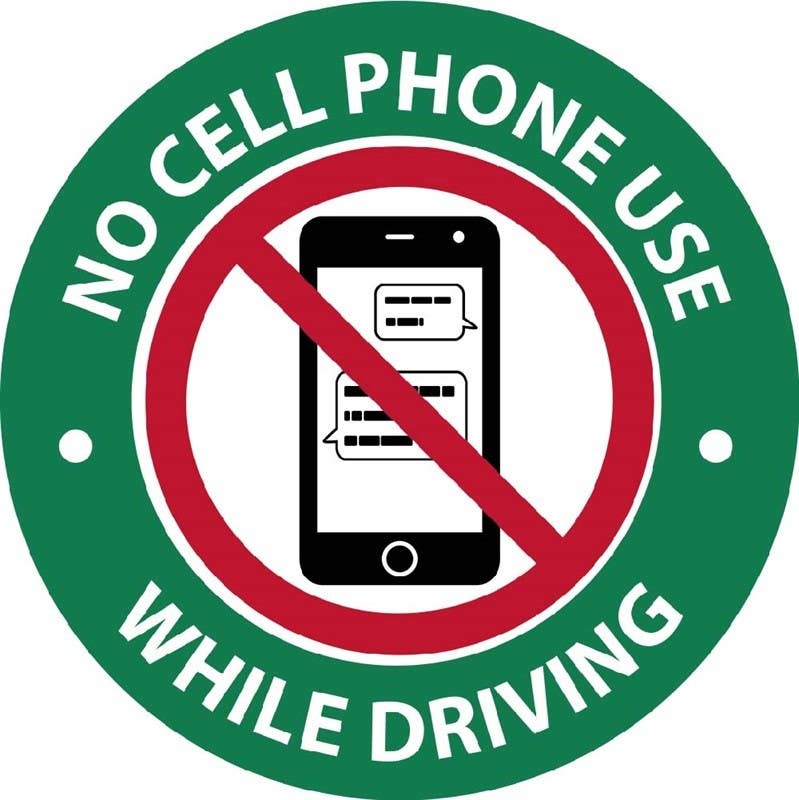 AccuformNMC M950AP No Cell Phone Use While Driving Label, 3" x 3", Adhesive Backed Vinyl