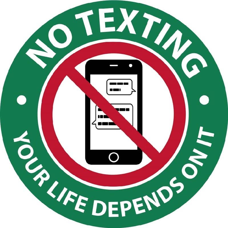 AccuformNMC M951AP No Texting Your Life Depends On It Label, 3" x 3", Adhesive Backed Vinyl