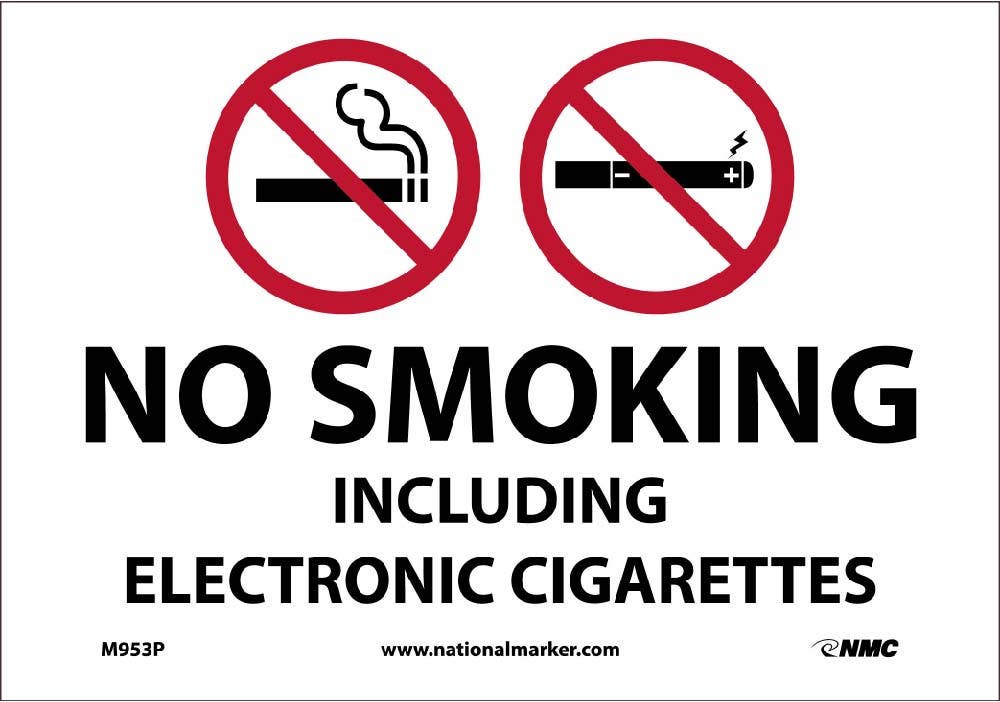 AccuformNMC M953 No Smoking Including Electronic Cigarettes Sign