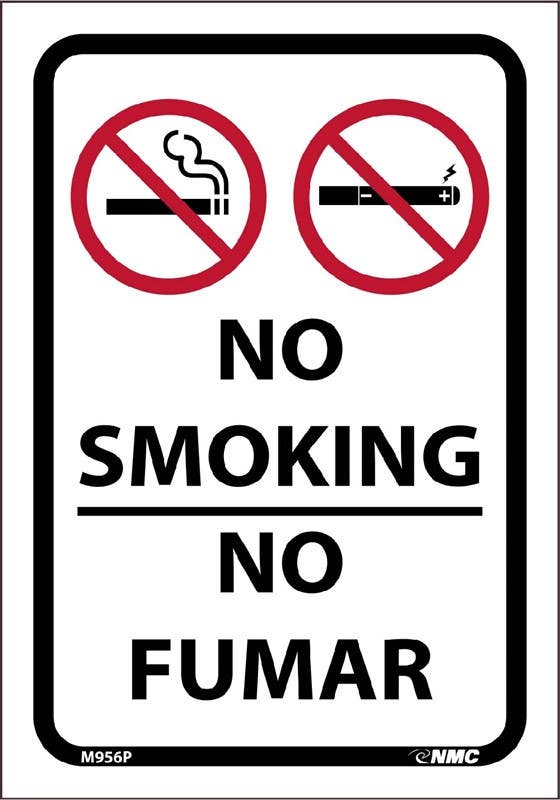 AccuformNMC M956 No Smoking Sign - Bilingual, 10" H x 7" W