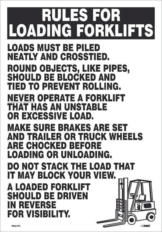 AccuformNMC MVHR920 Rules For Loading Forklifts Safety Sign, Loads Must Be Piled…, 20" x 14"