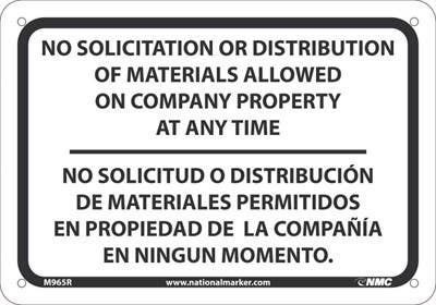 AccuformNMC M965 No Solicitation Or Distribution Sign - Bilingual