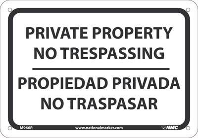 AccuformNMC M966 Private Property No Trespassing Sign - Bilingual
