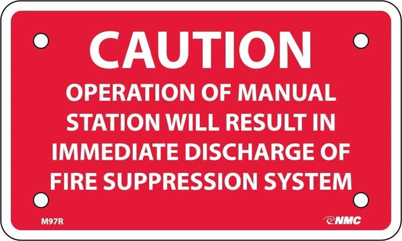 AccuformNMC M97R Caution, Operation Of Manual Station Will Result In...Sign, 3" x 5", Rigid Plastic