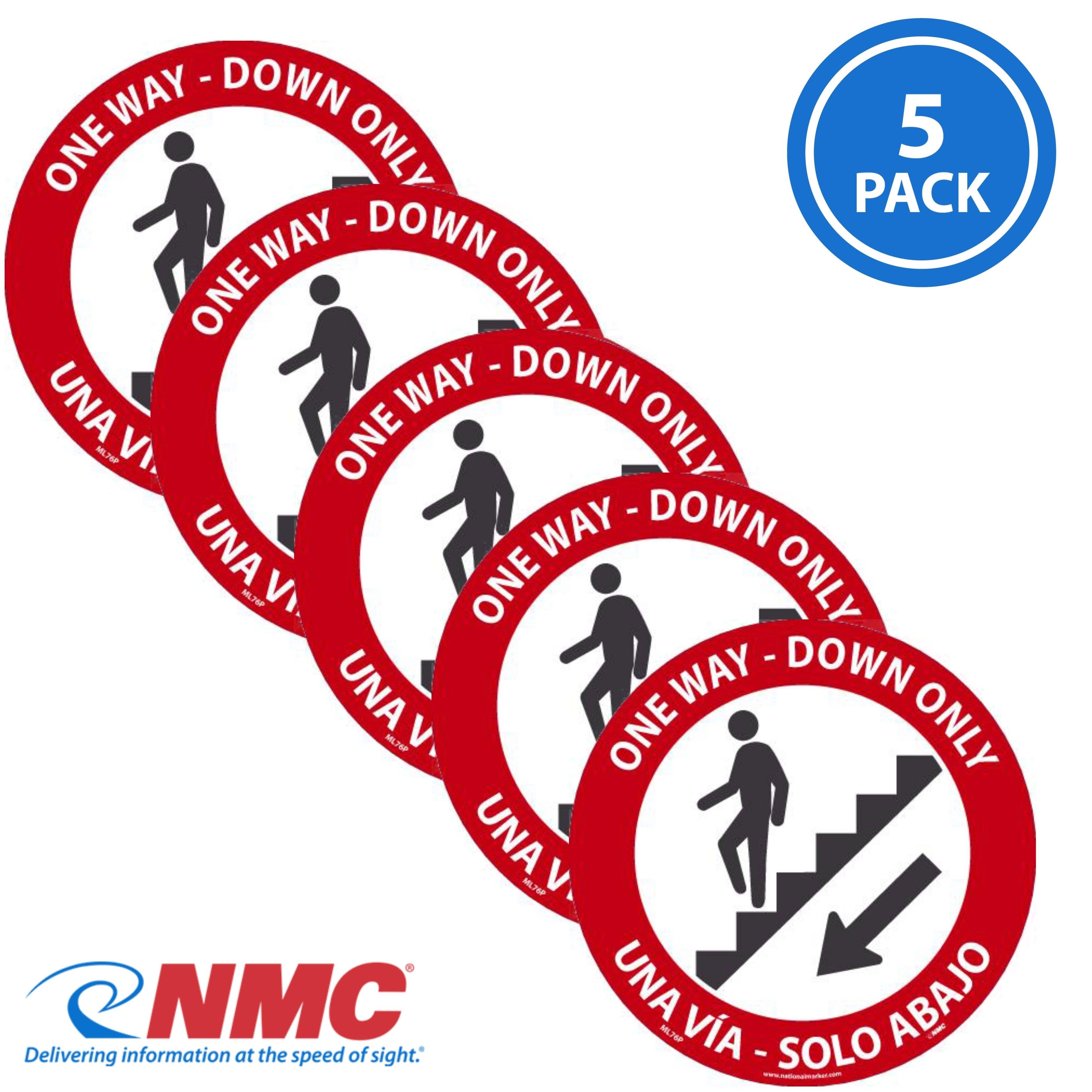 AccuformNMC ML76P One Way - Down Only Label, Eng/Esp, 6" x 6", Adhesive Backed Vinyl, 5/Pk