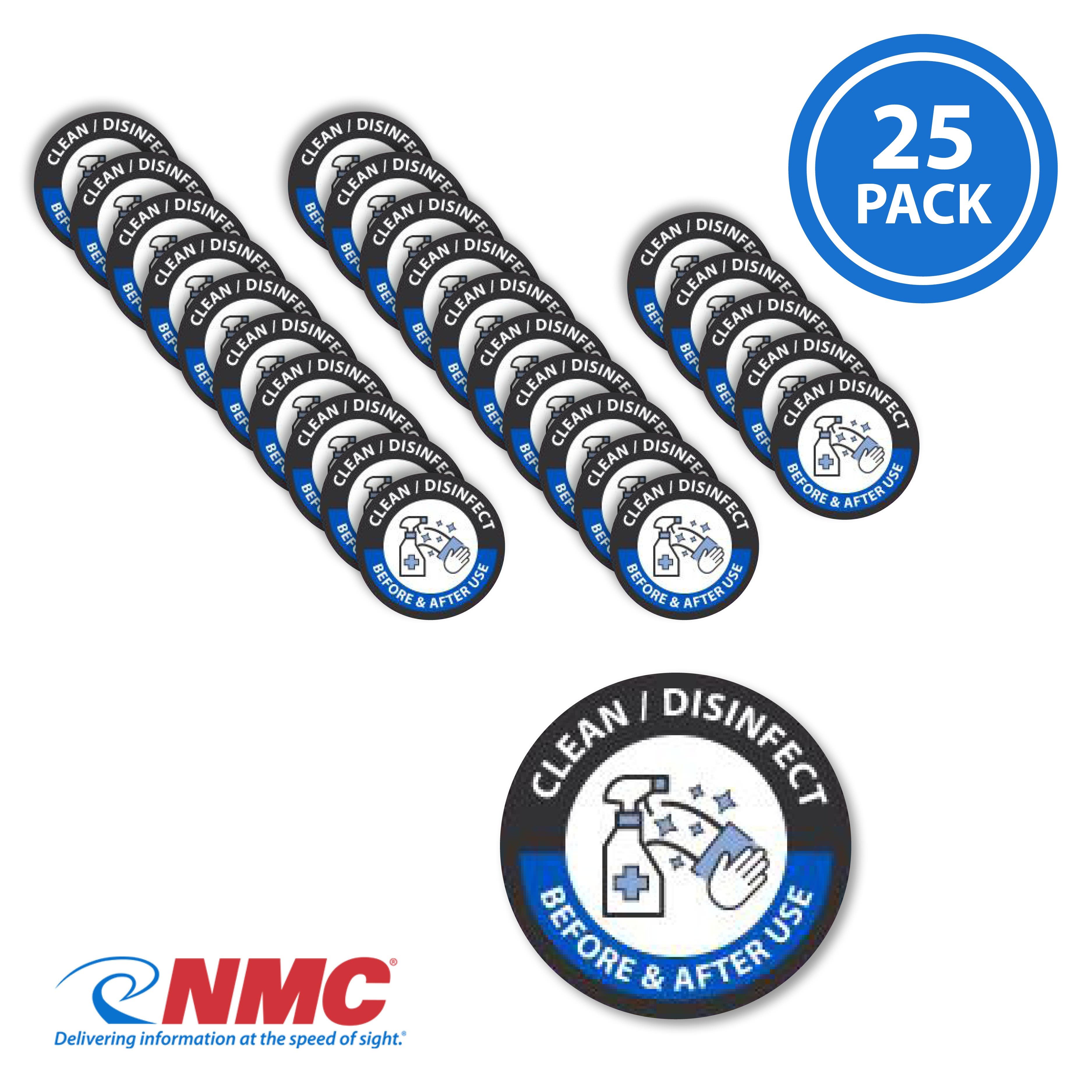 AccuformNMC ML77P Clean/Disinfect Before & After Use Label, 2" x 2", Adhesive Backed Vinyl, 25/Pk