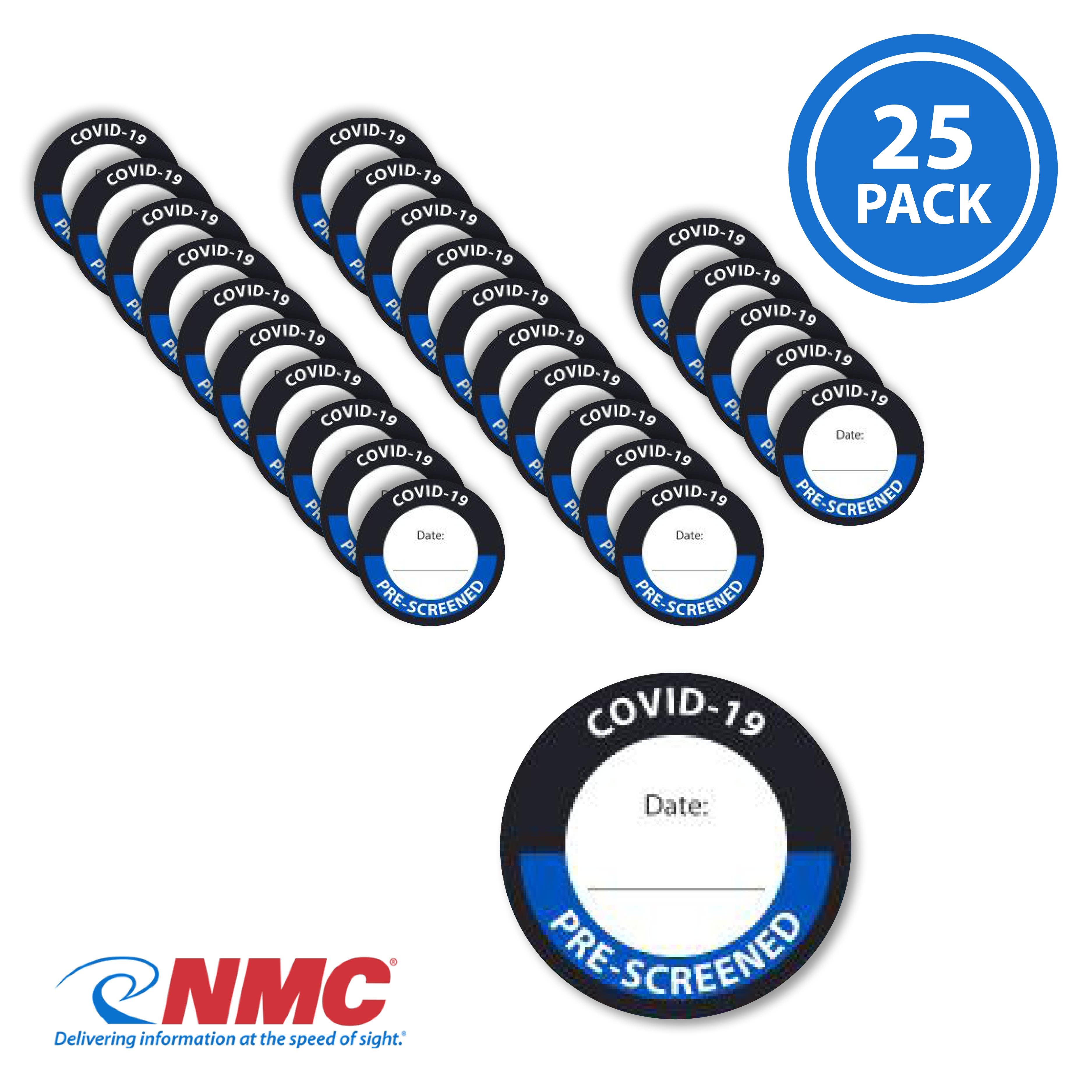 AccuformNMC ML79PR Covid-19 Pre-Screened Date: Label, 2" x 2", PS Removable Vinyl, 25/Pk
