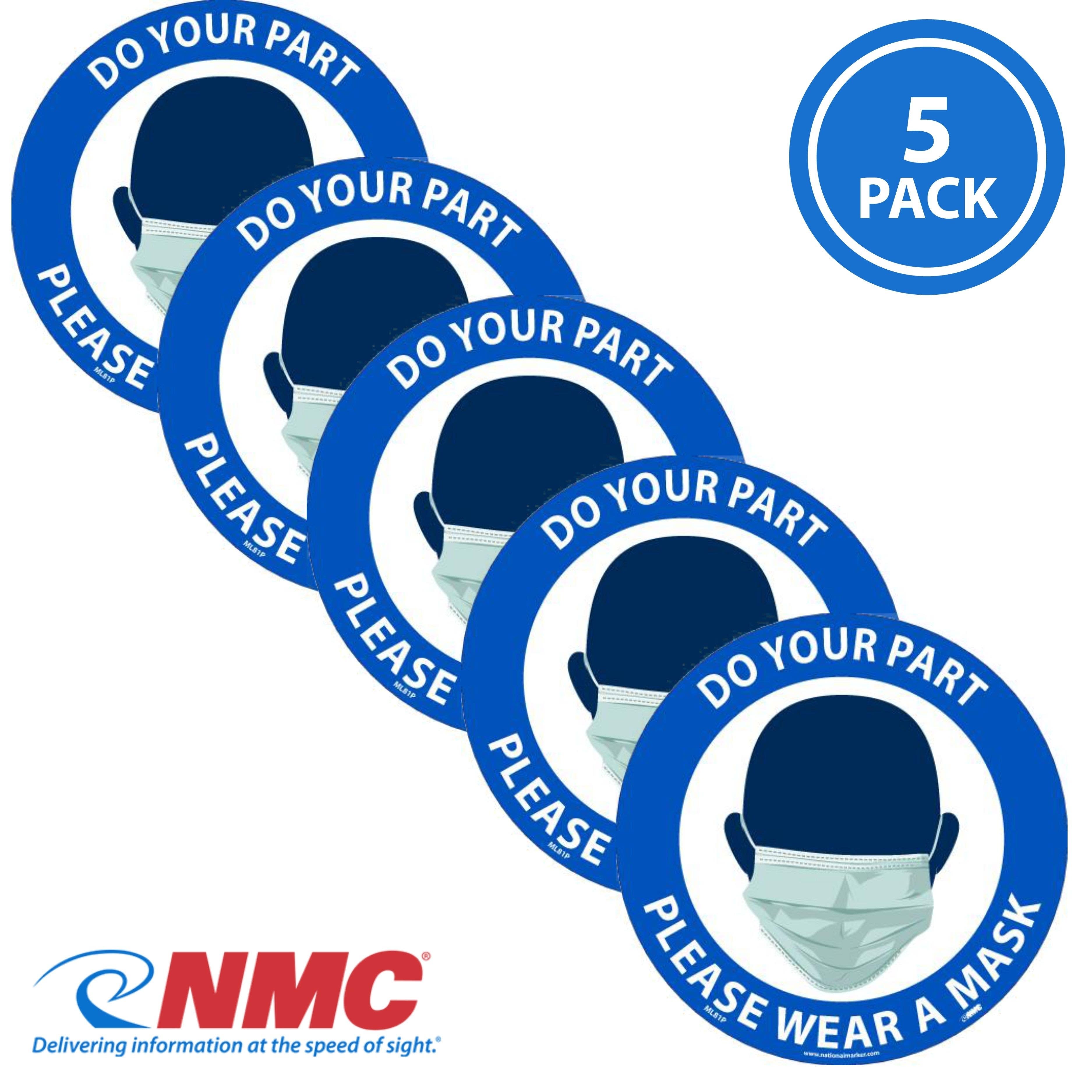 AccuformNMC ML81P Do Your Part, Please Wear A Mask Label, 6" x 6", Adhesive Backed Vinyl, 5/Pk