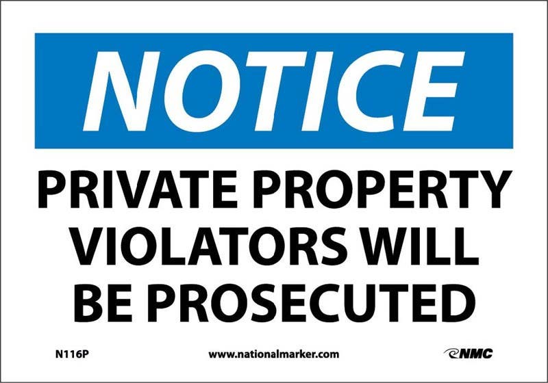 AccuformNMC N116 Notice, Private Property Sign